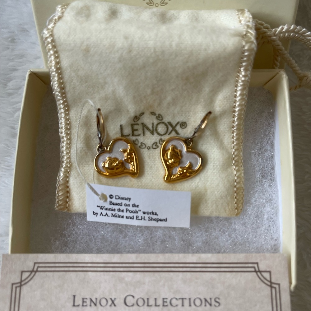 Lenox Gold and White Heart Earrings
